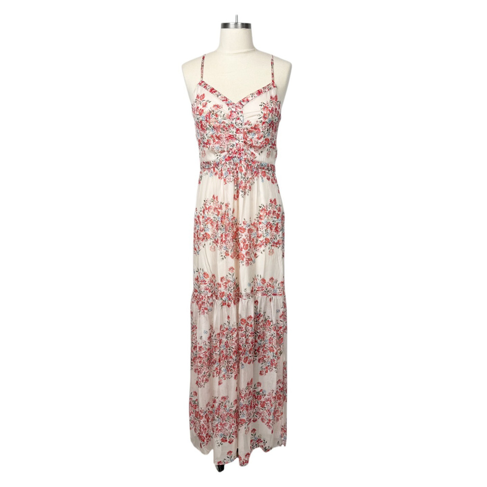 Intermix Silk Dress Womens Size 6 Floral Print Spaghetti Straps Summe‎
